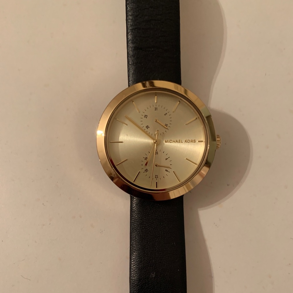 Michael Kors Black Leather Watch